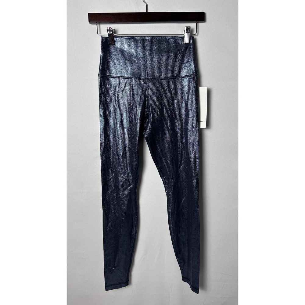 Lululemon Align HR Rib Pant 28 Shine High Rise Leggings Womens 6 Blue Nulu